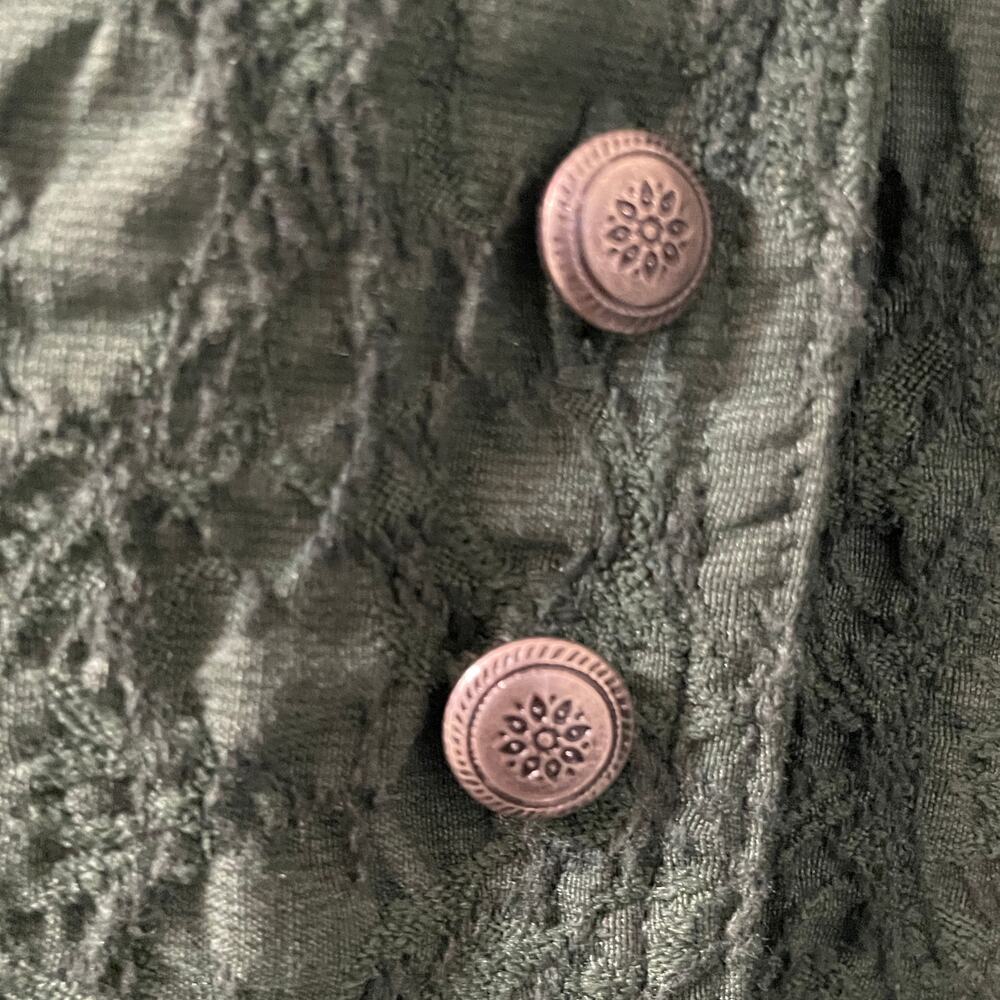 Acorn Cropped Button Front Jacket Women's M Forrest Green Cotton Blend - Picture 4 of 6